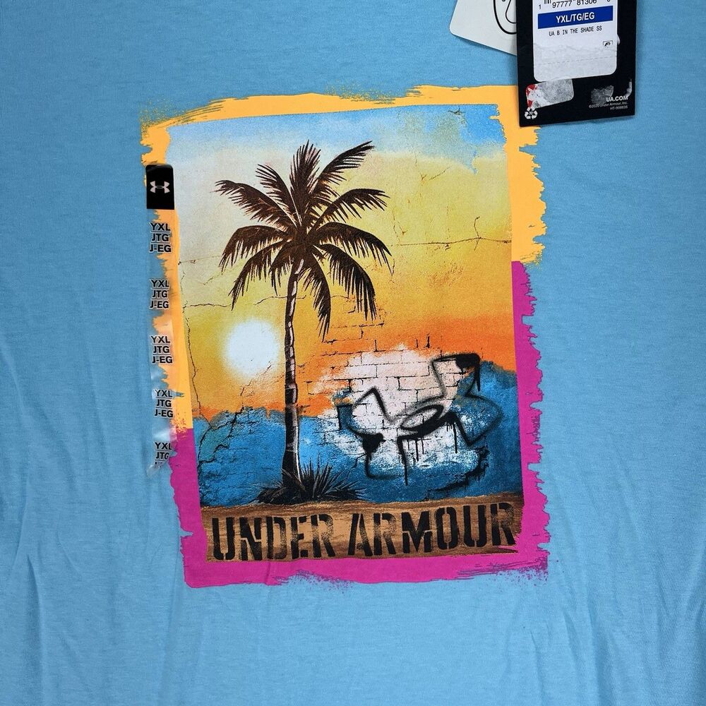 Under Armour Boys Size Extra Large - in the Shade Short Sleeve T-Shirt Blue NWT - Picture 5 of 8